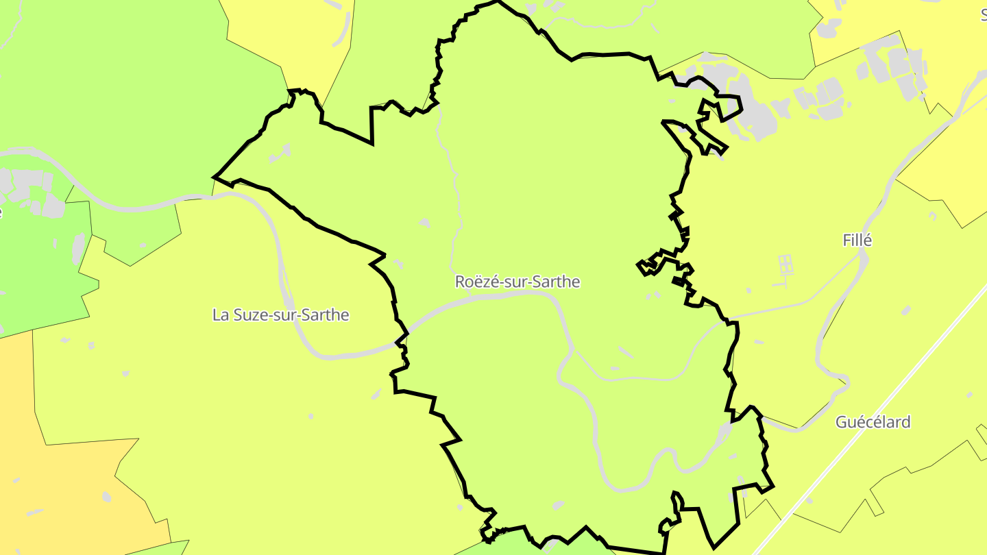 Carte des prix de l'immobilier Roëzé-sur-Sarthe