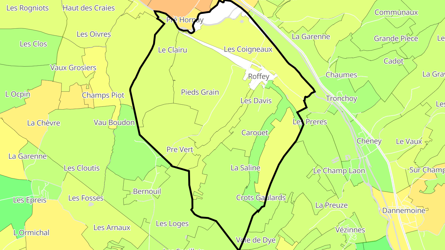 Carte des prix de l'immobilier Roffey