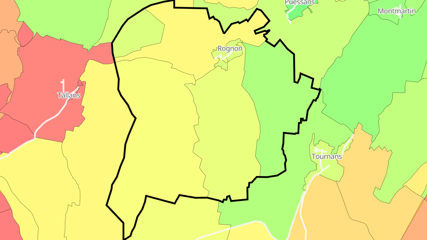 Carte des prix de l'immobilier Rognon