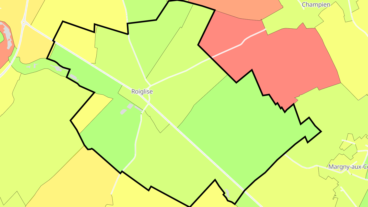 Carte des prix de l'immobilier Roiglise