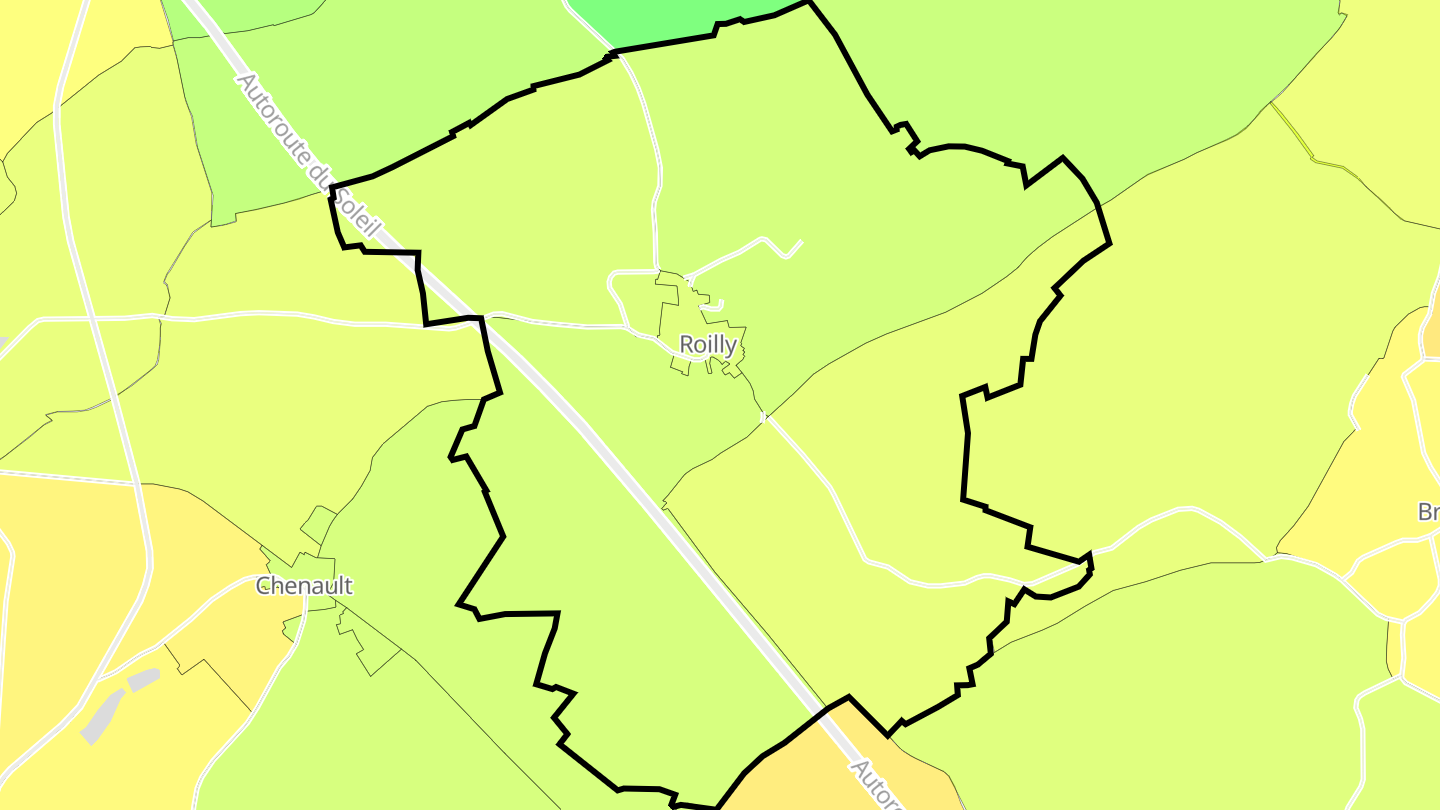 Carte des prix de l'immobilier Roilly
