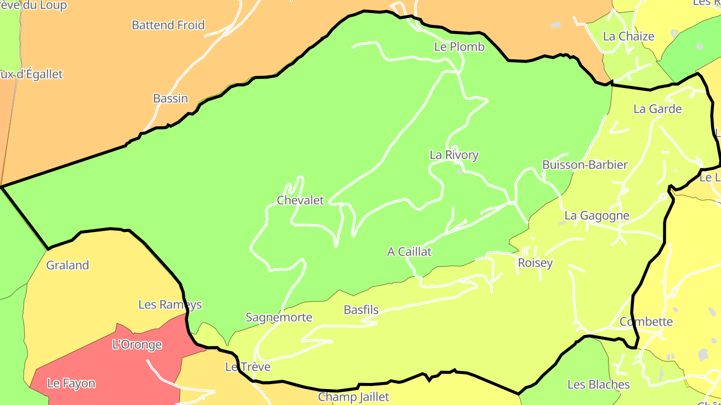 Carte des prix de l'immobilier Roisey