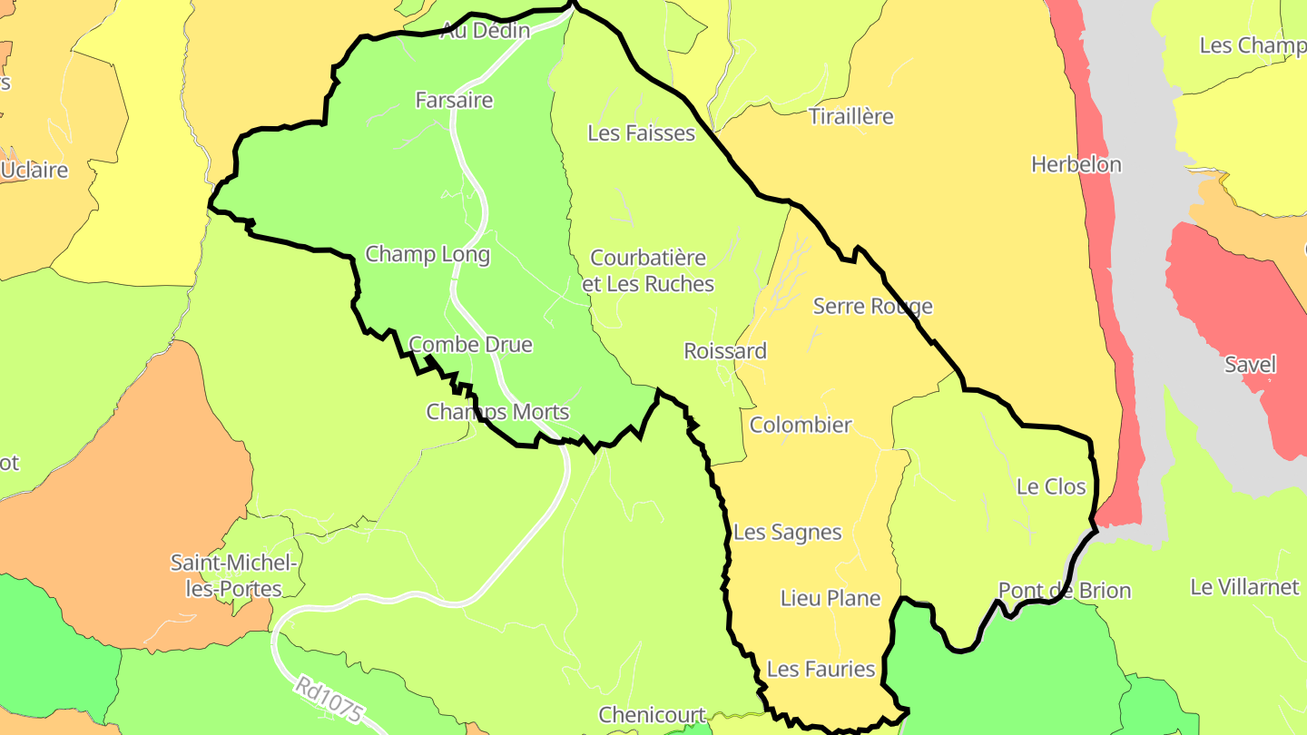 Carte des prix de l'immobilier Roissard