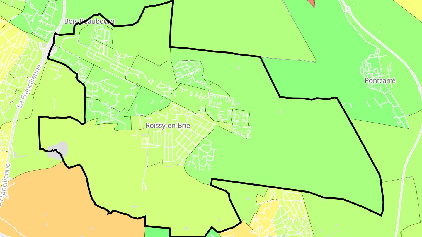 Carte des prix de l'immobilier Roissy-en-Brie