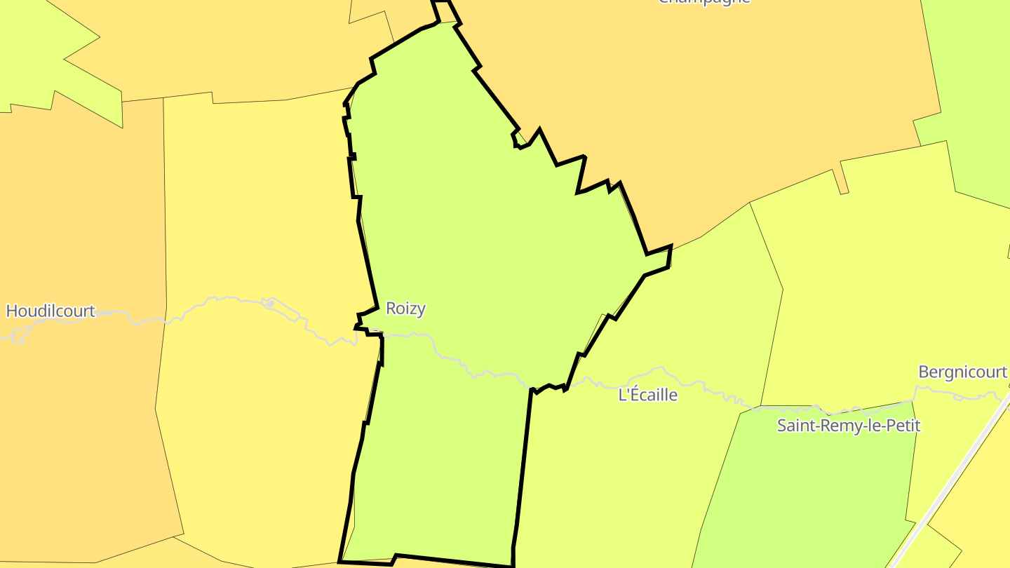 Carte des prix de l'immobilier Roizy