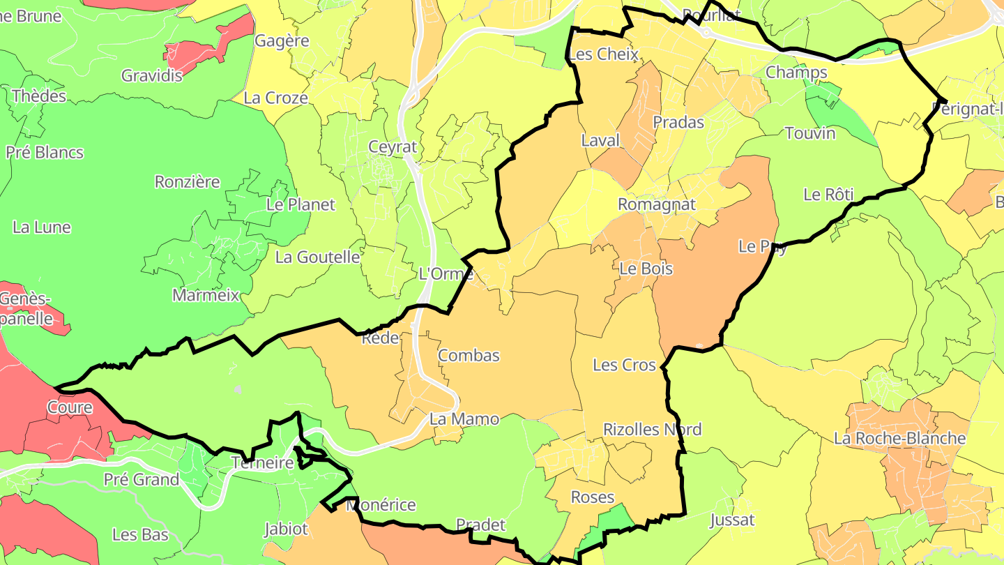 Carte des prix de l'immobilier Romagnat