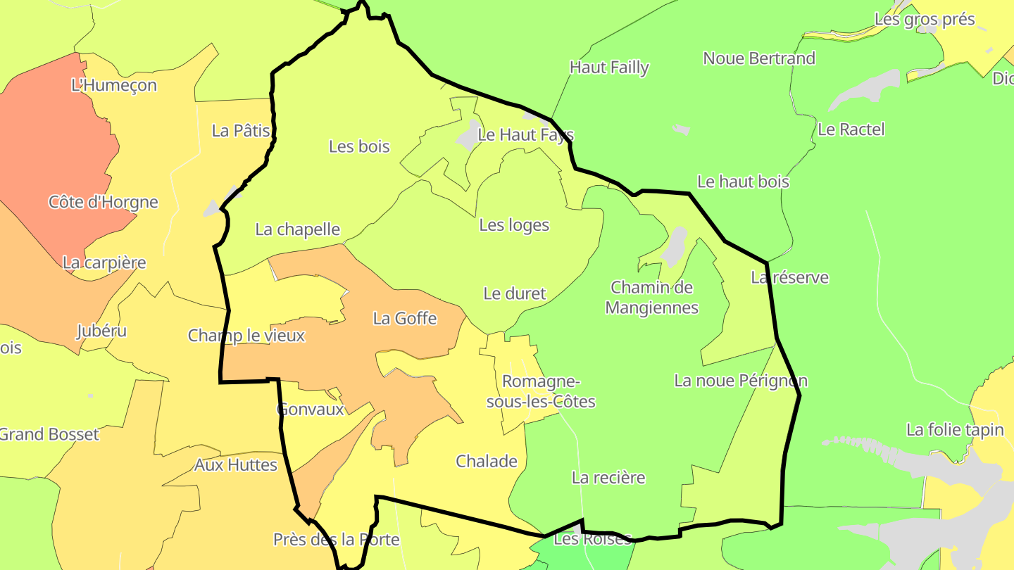 Carte des prix de l'immobilier Romagne-sous-les-Côtes