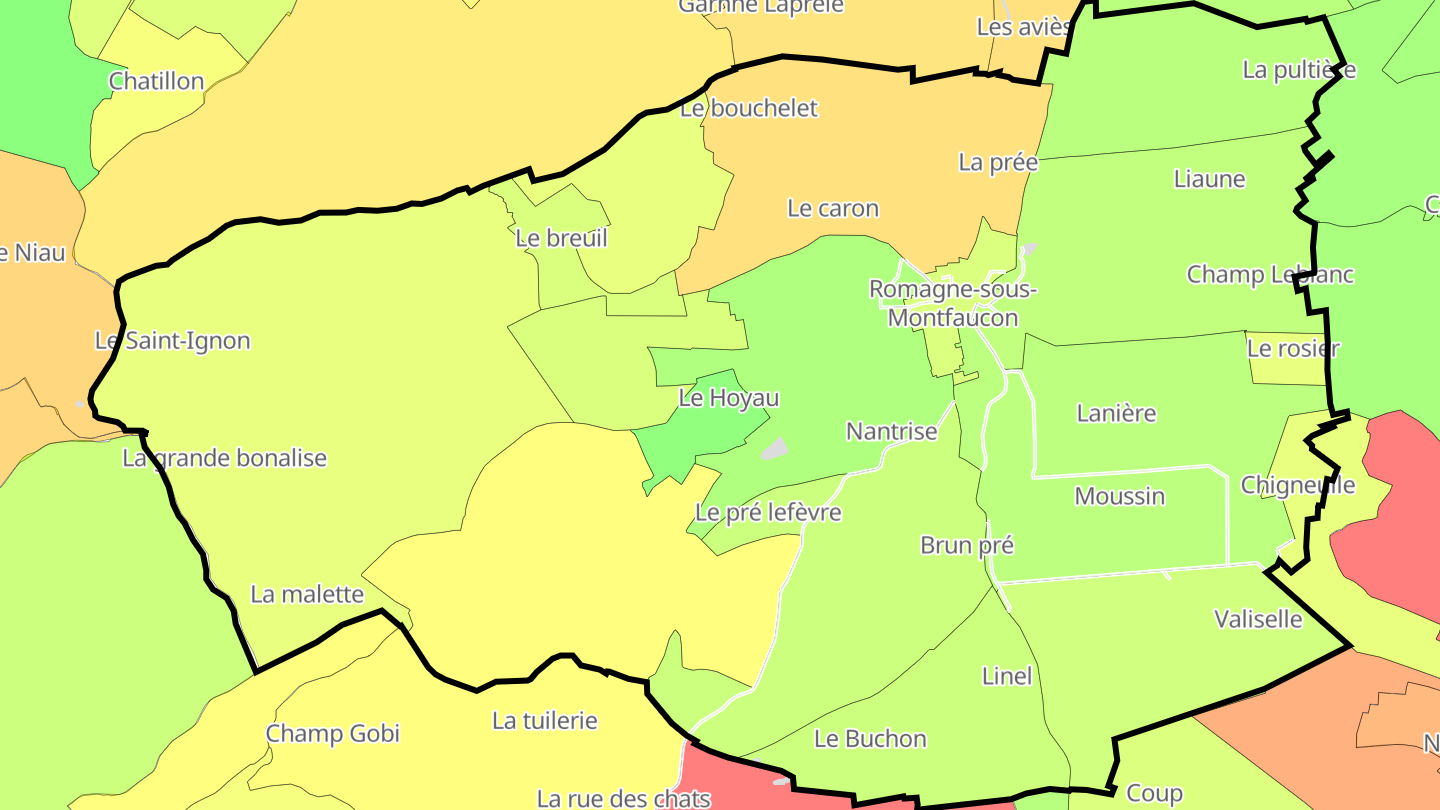 Carte des prix de l'immobilier Romagne-sous-Montfaucon