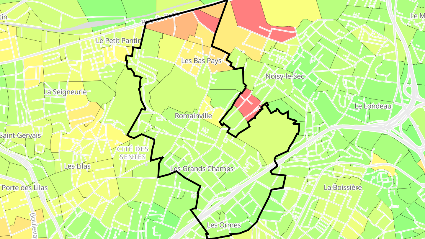 Carte des prix de l'immobilier Romainville