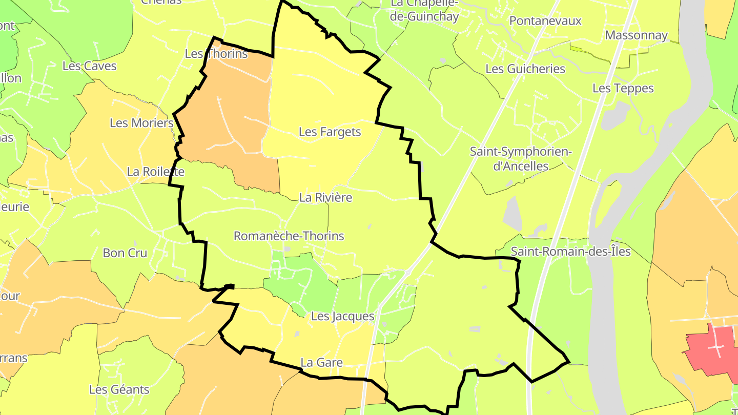 Carte des prix de l'immobilier Romanèche-Thorins