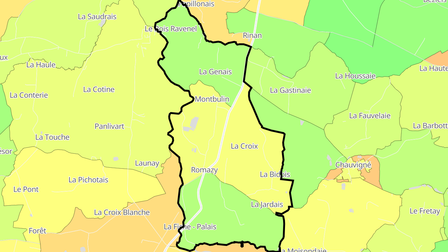 Carte des prix de l'immobilier Romazy
