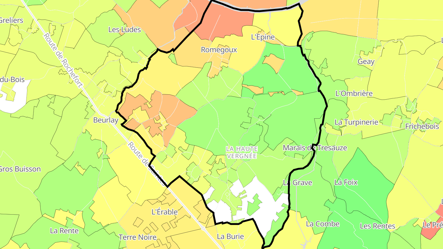 Carte des prix de l'immobilier Romegoux