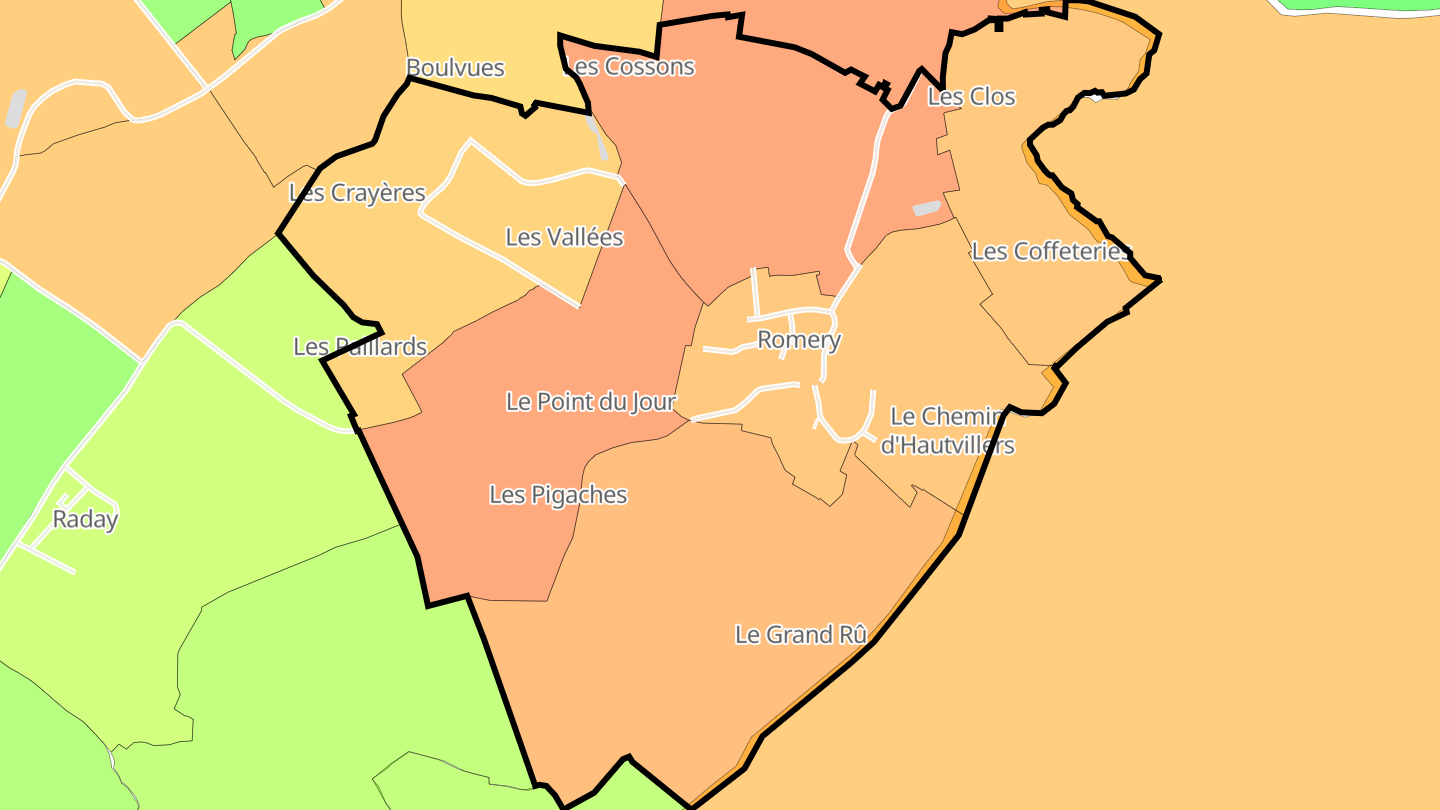 Carte des prix de l'immobilier Romery