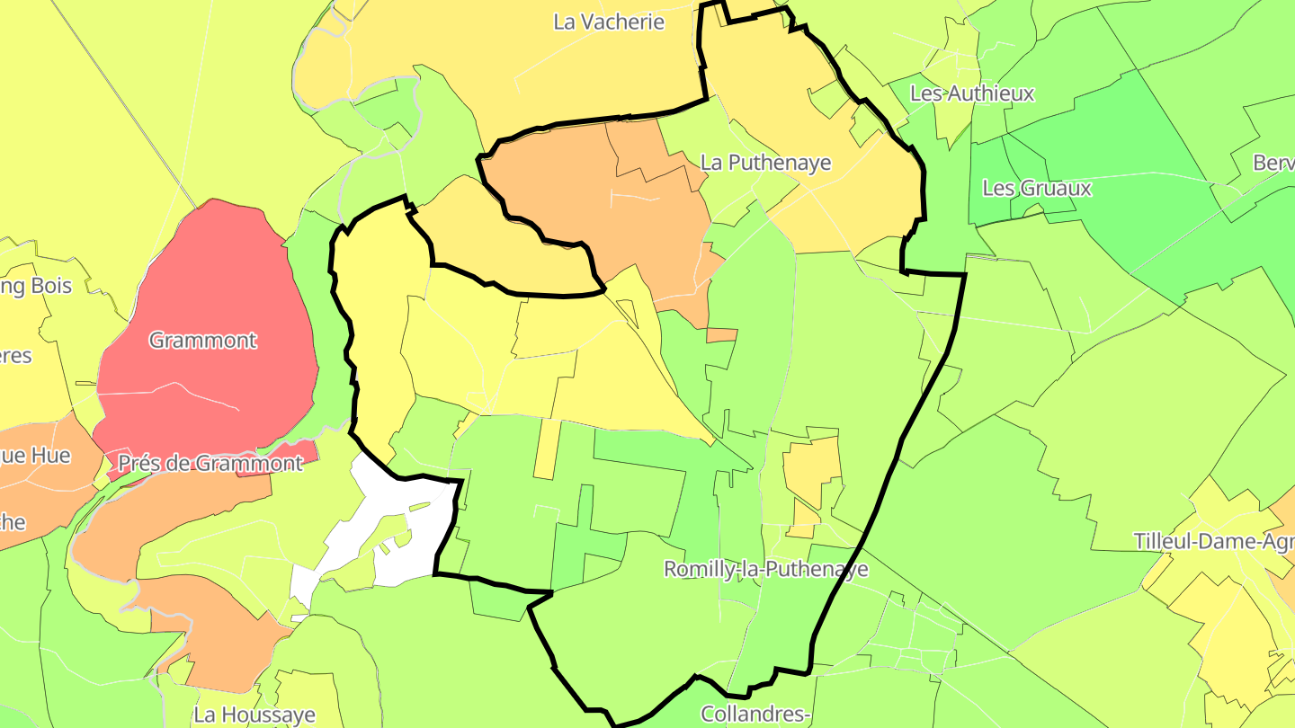Carte des prix de l'immobilier Romilly-la-Puthenaye