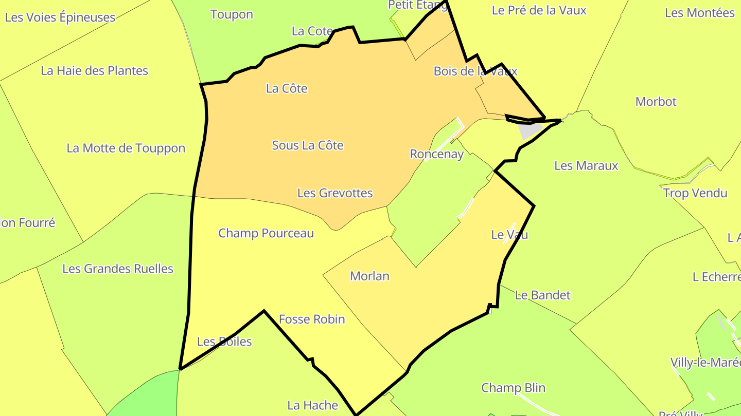 Carte des prix de l'immobilier Roncenay