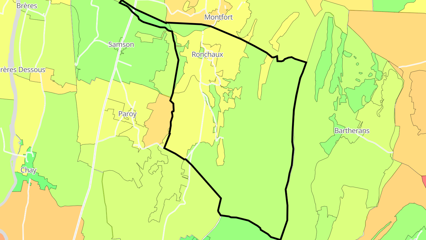 Carte des prix de l'immobilier Ronchaux