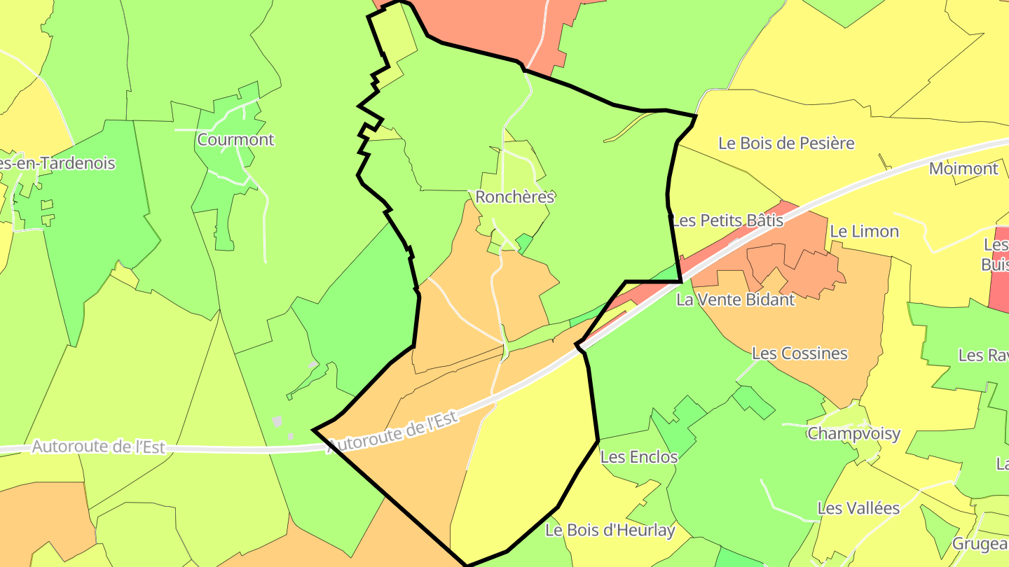 Carte des prix de l'immobilier Ronchères