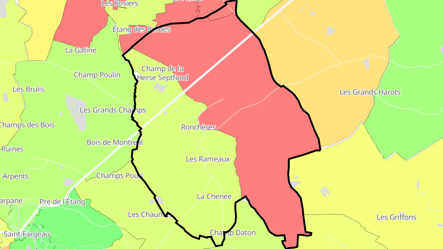 Carte des prix de l'immobilier Ronchères