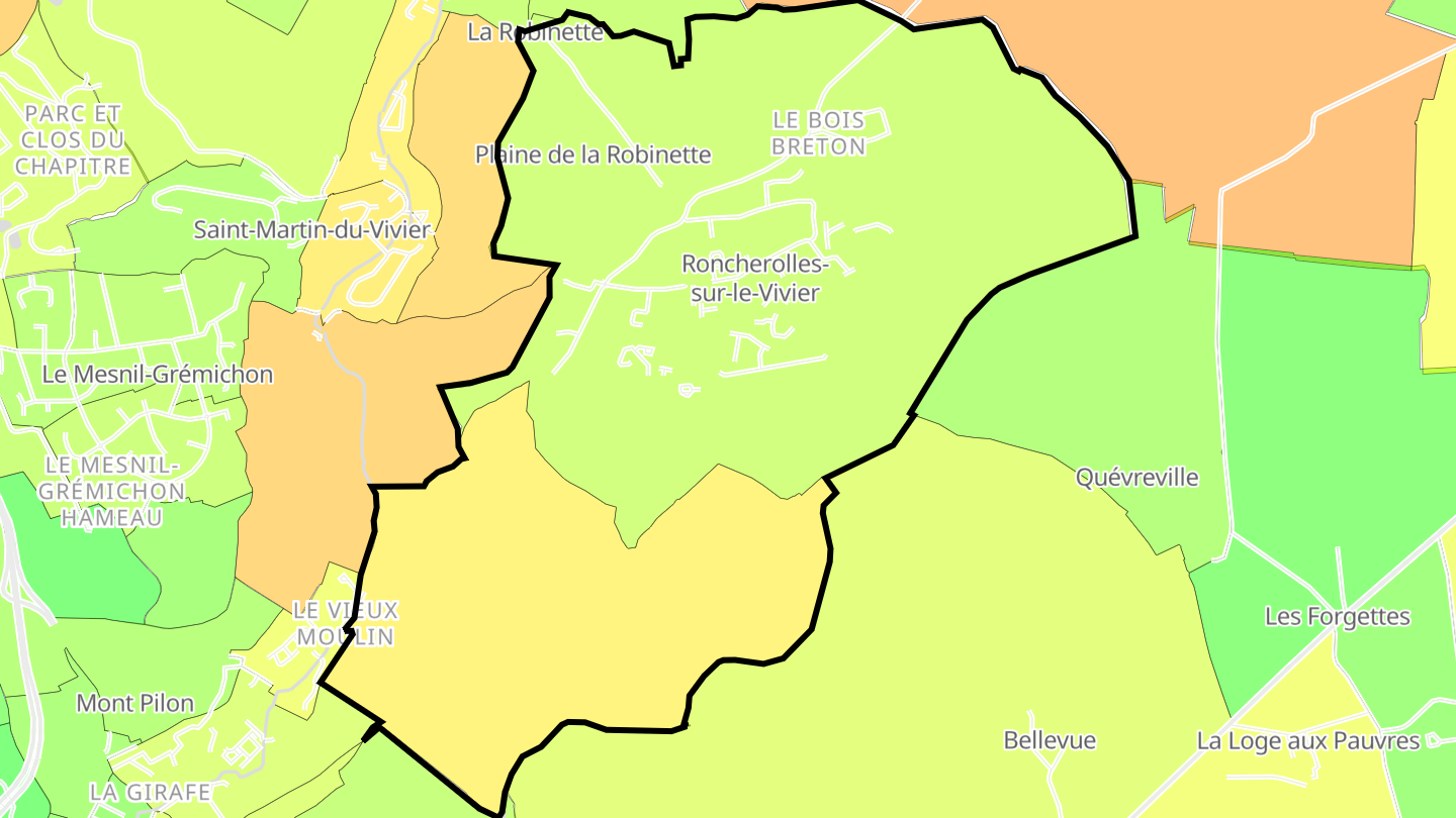 Carte des prix de l'immobilier Roncherolles-sur-le-Vivier