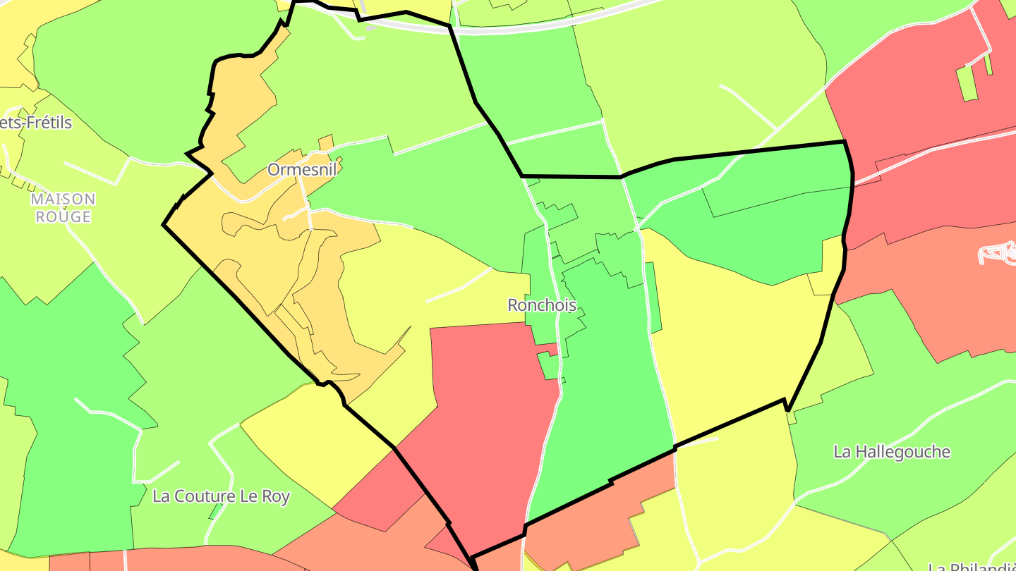 Carte des prix de l'immobilier Ronchois