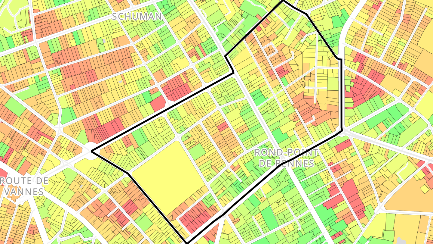 Carte des prix de l'immobilier Rond-Point de Rennes