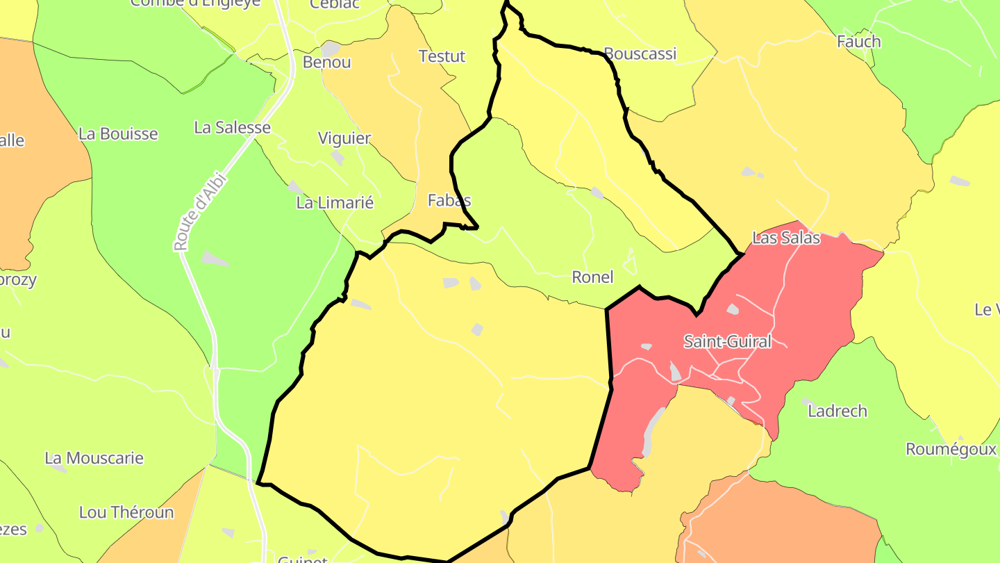 Carte des prix de l'immobilier Ronel