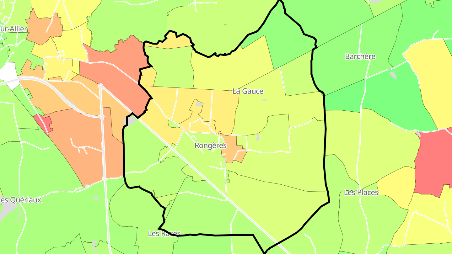 Carte des prix de l'immobilier Rongères
