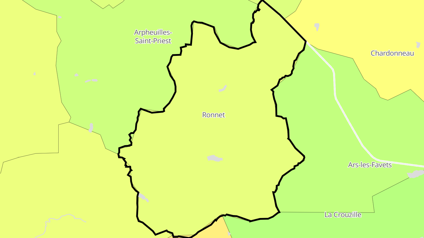 Carte des prix de l'immobilier Ronnet