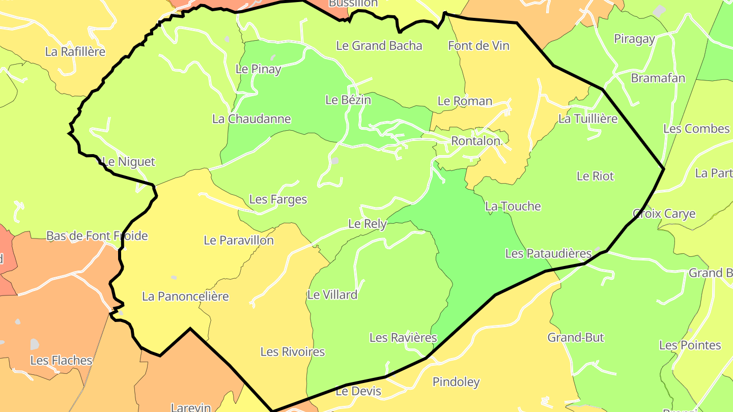 Carte des prix de l'immobilier Rontalon