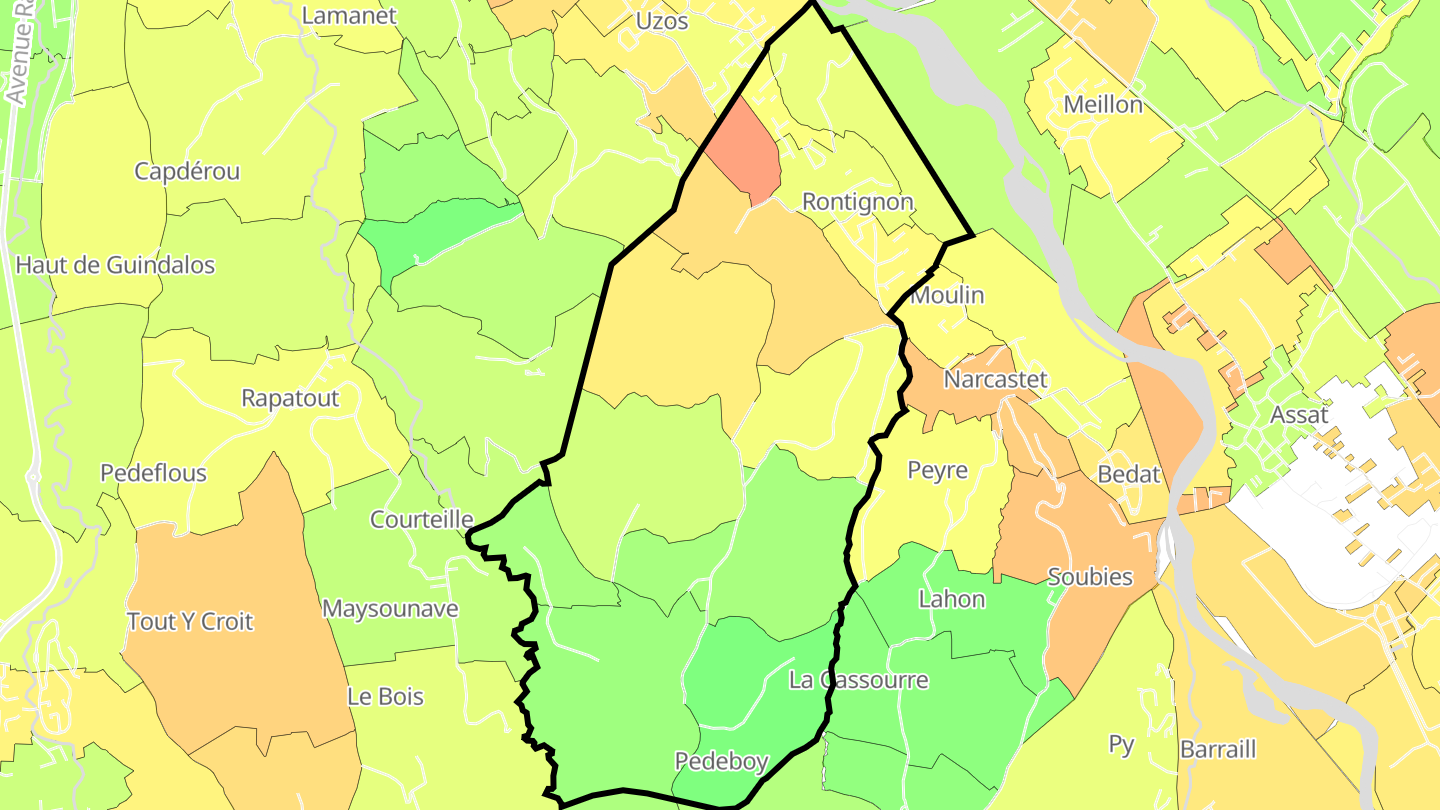 Carte des prix de l'immobilier Rontignon