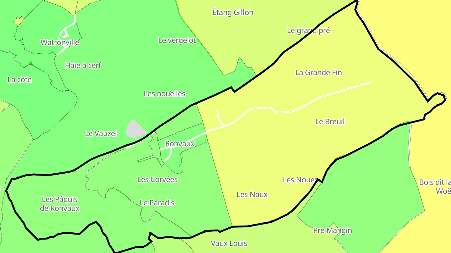 Carte des prix de l'immobilier Ronvaux