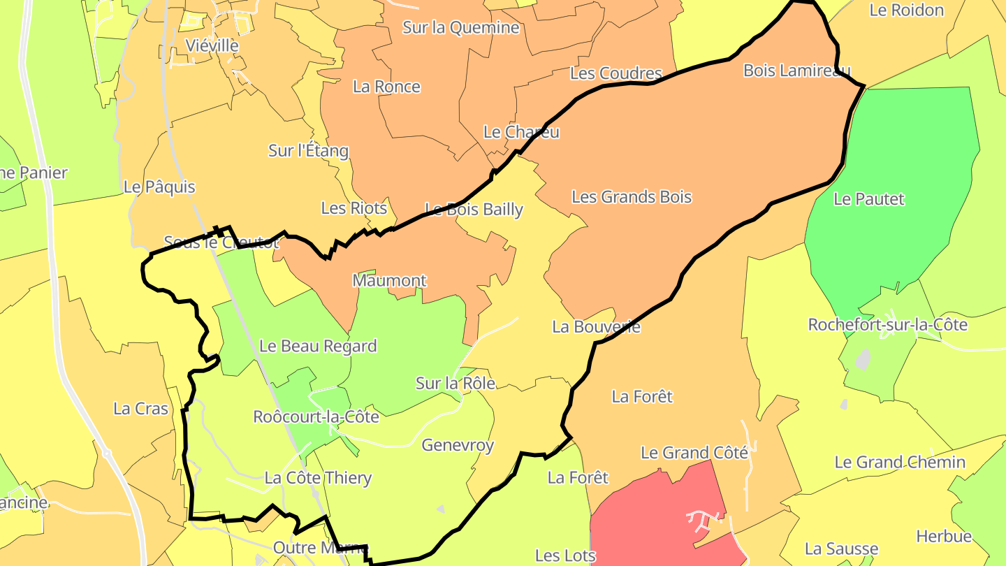 Carte des prix de l'immobilier Roôcourt-la-Côte