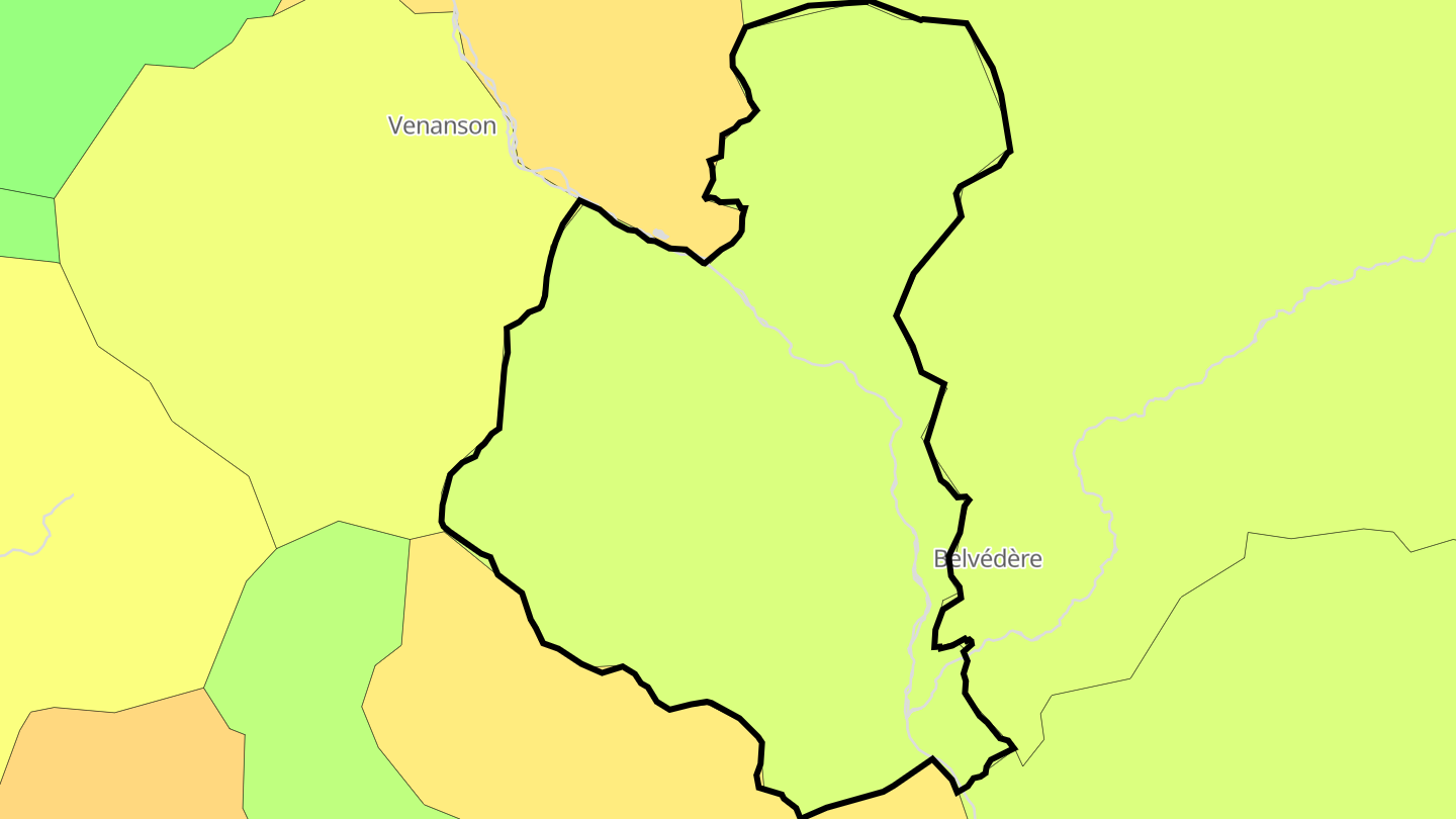 Carte des prix de l'immobilier Roquebillière