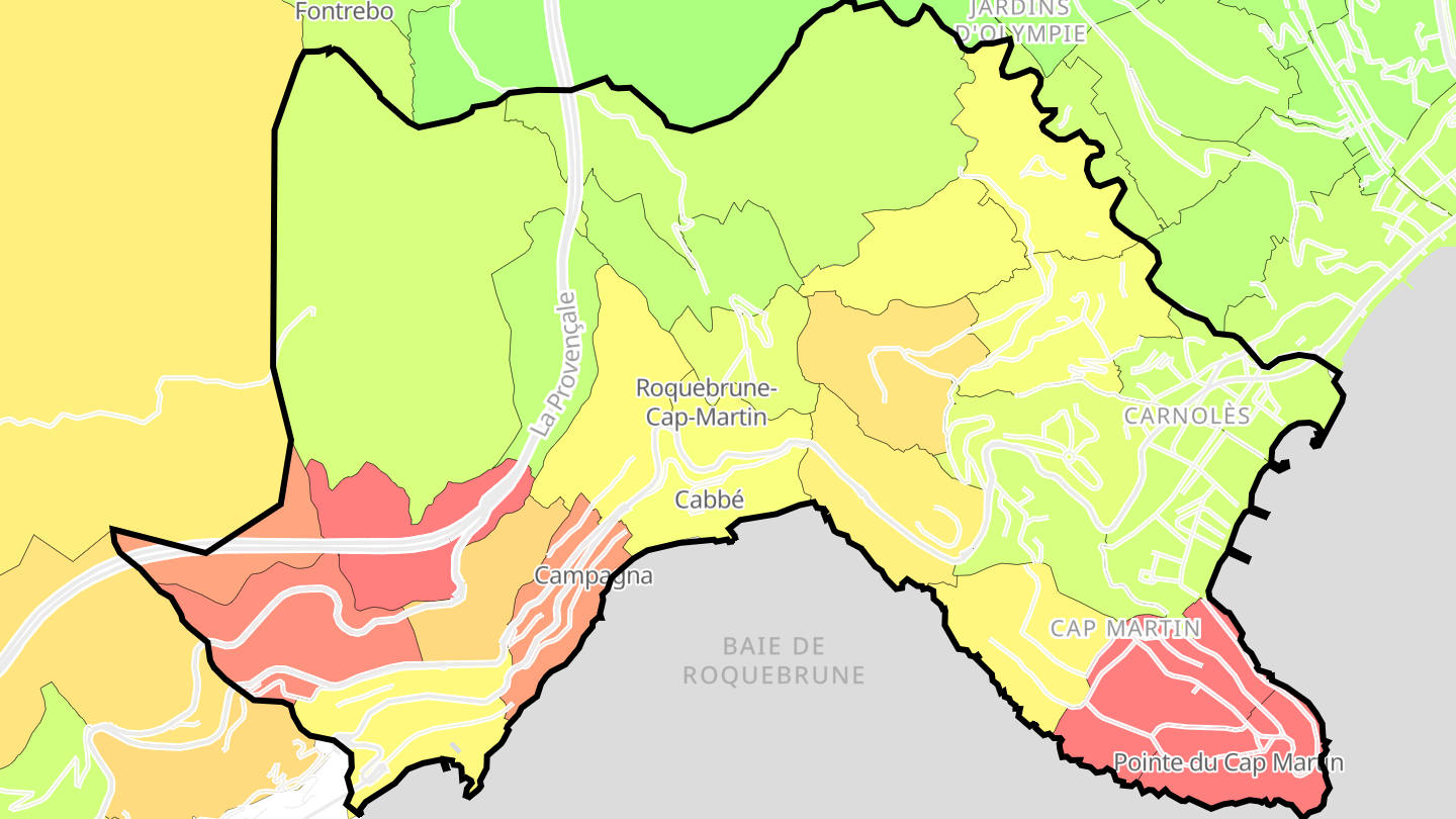 Carte des prix de l'immobilier Roquebrune-Cap-Martin