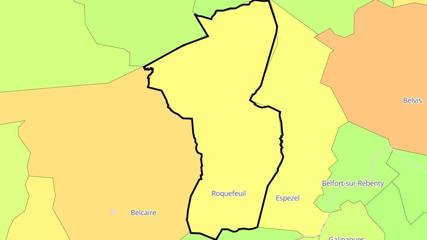 Carte des prix de l'immobilier Roquefeuil