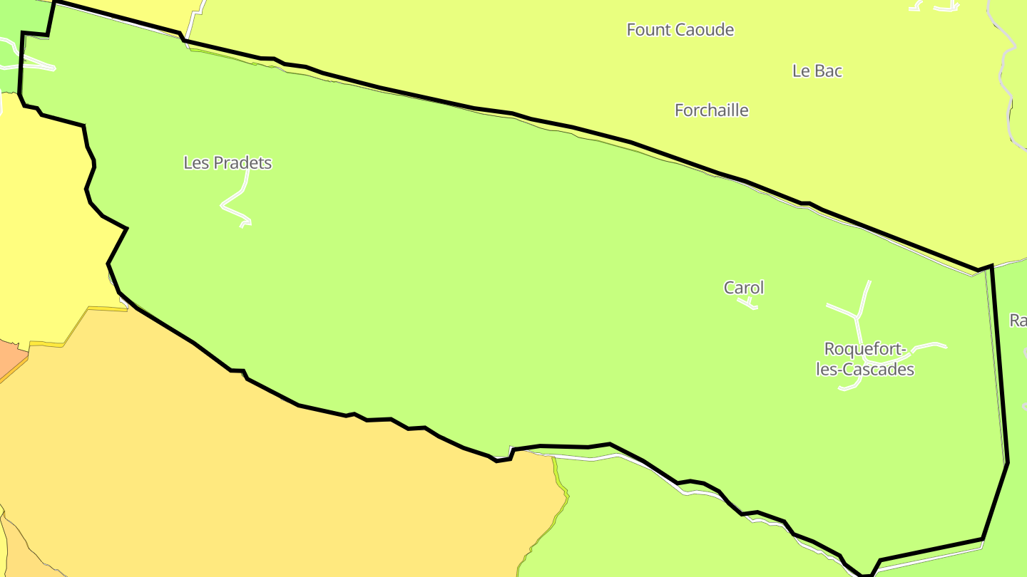 Carte des prix de l'immobilier Roquefort-les-Cascades