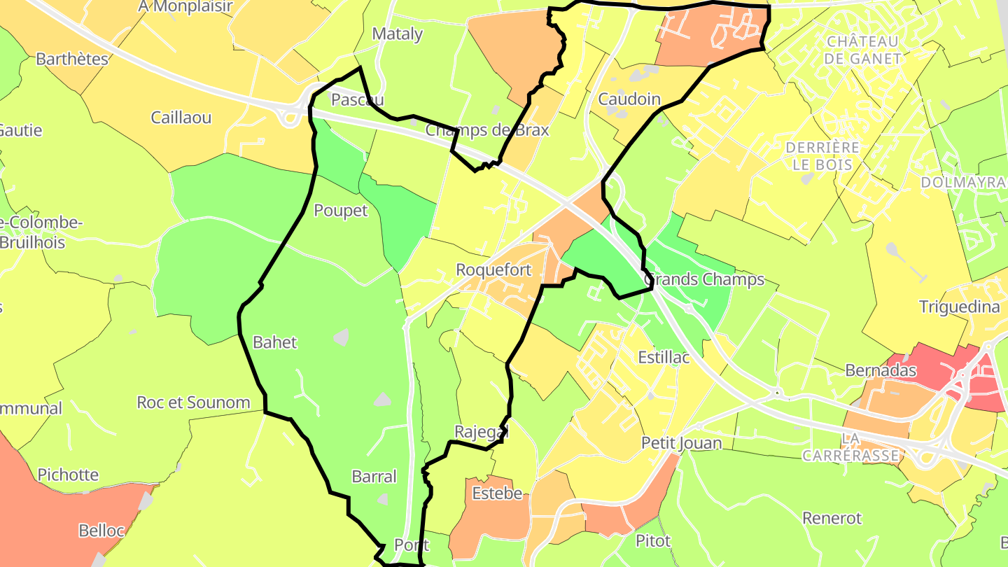 Carte des prix de l'immobilier Roquefort
