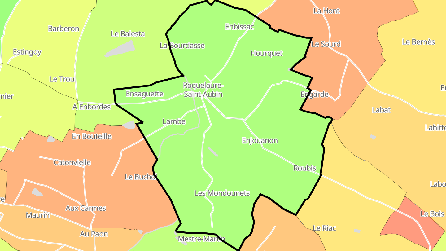 Carte des prix de l'immobilier Roquelaure-Saint-Aubin
