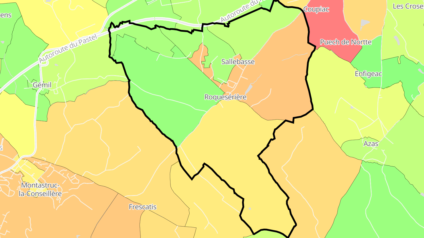 Carte des prix de l'immobilier Roquesérière