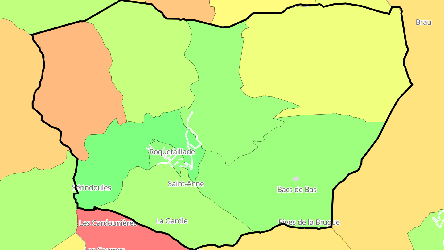 Carte des prix de l'immobilier Roquetaillade