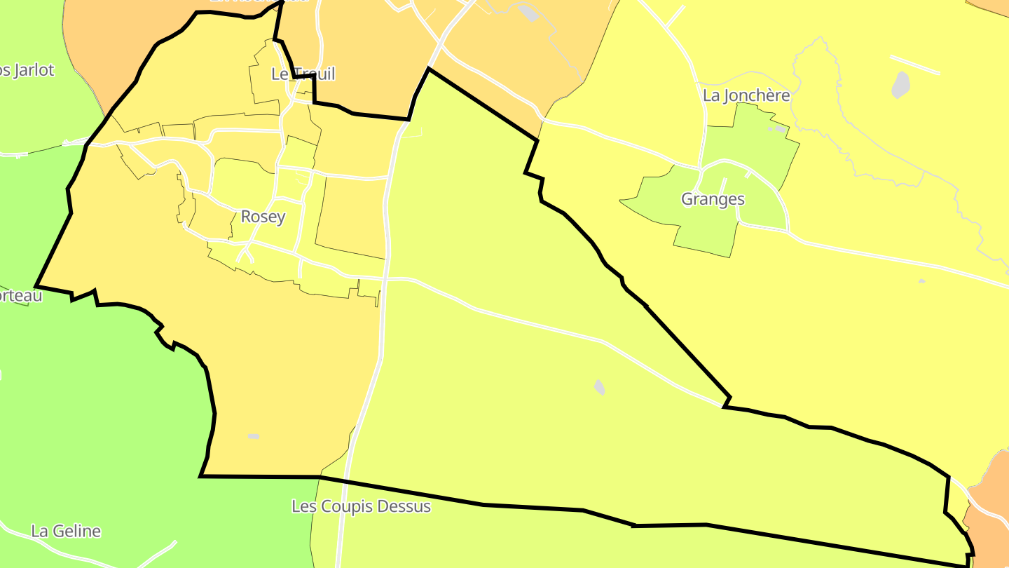 Carte des prix de l'immobilier Rosey