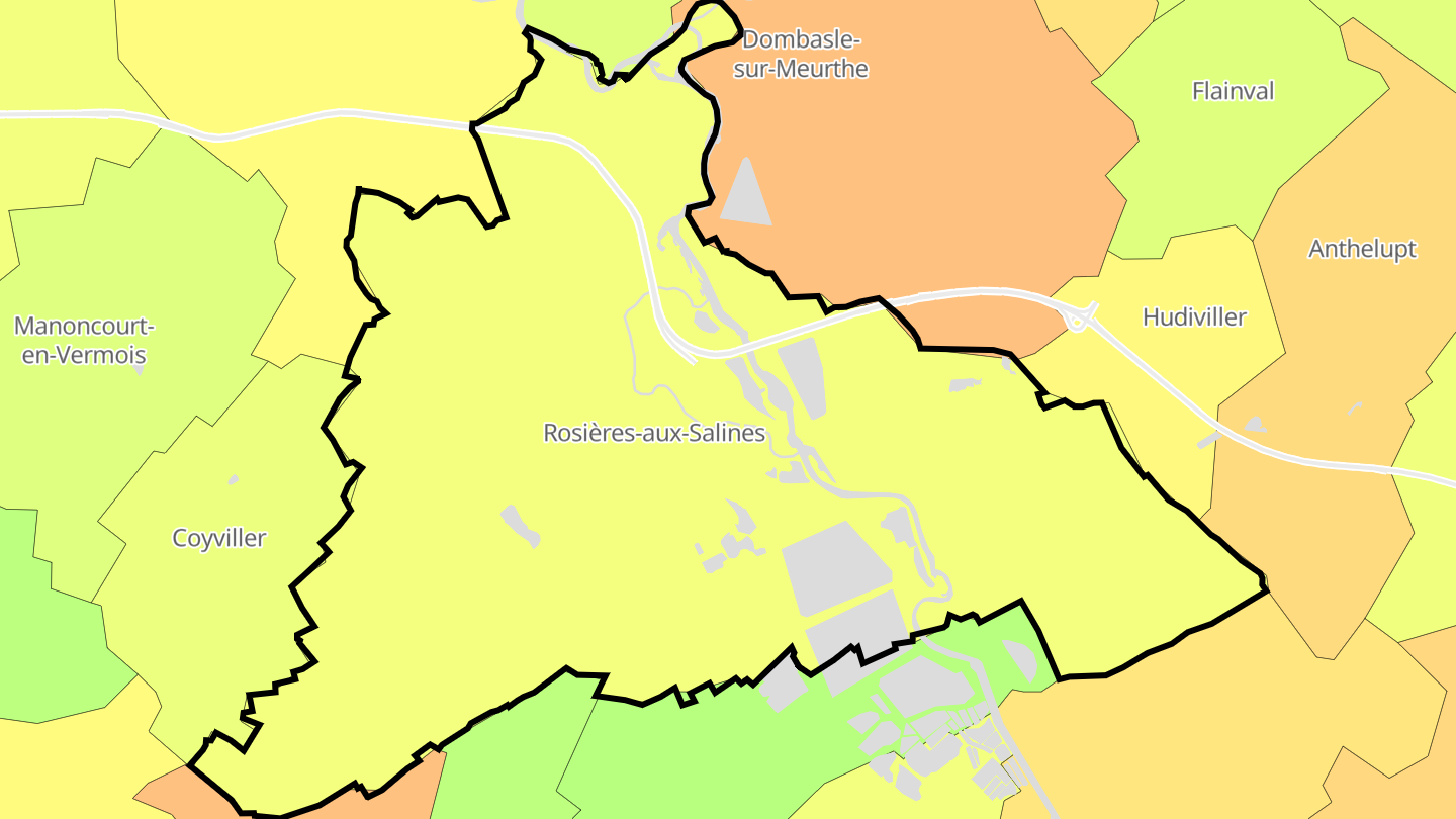 Carte des prix de l'immobilier Rosières-aux-Salines