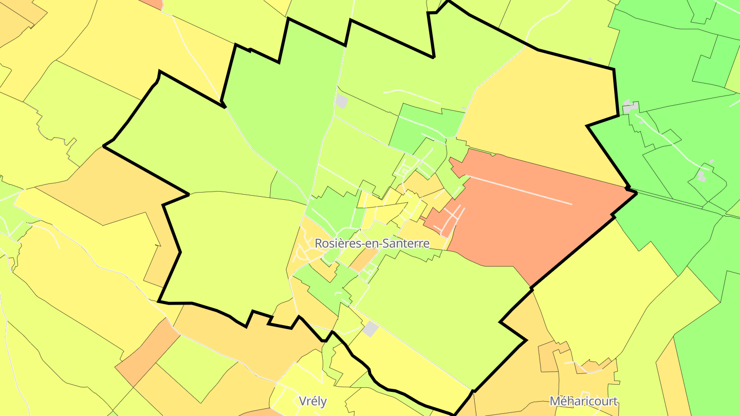 Carte des prix de l'immobilier Rosières-en-Santerre