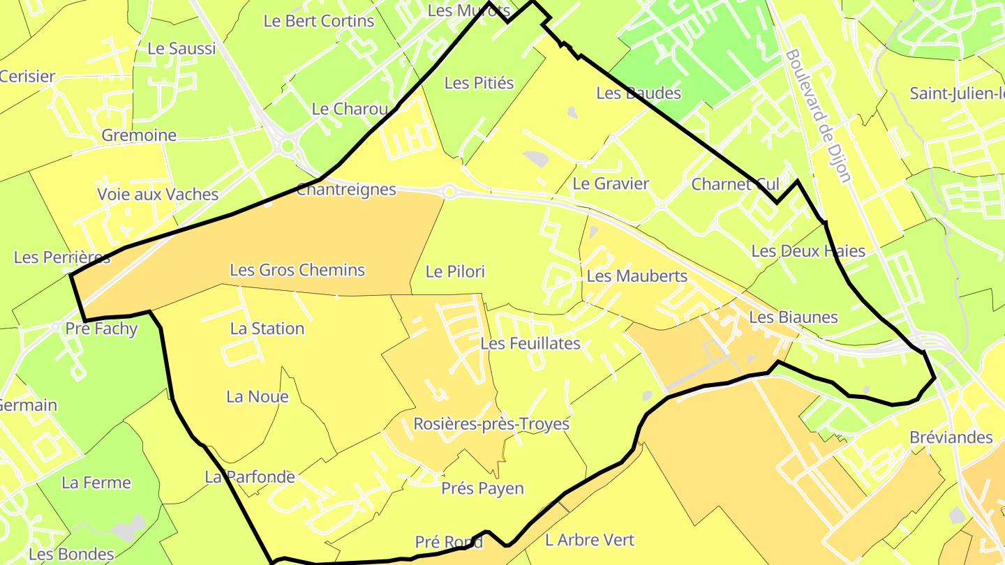 Carte des prix de l'immobilier Rosières-près-Troyes