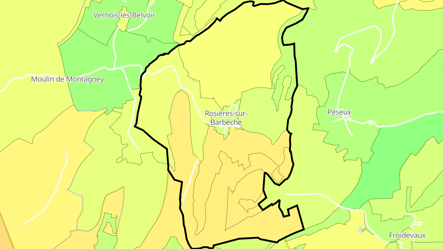 Carte des prix de l'immobilier Rosières-sur-Barbèche