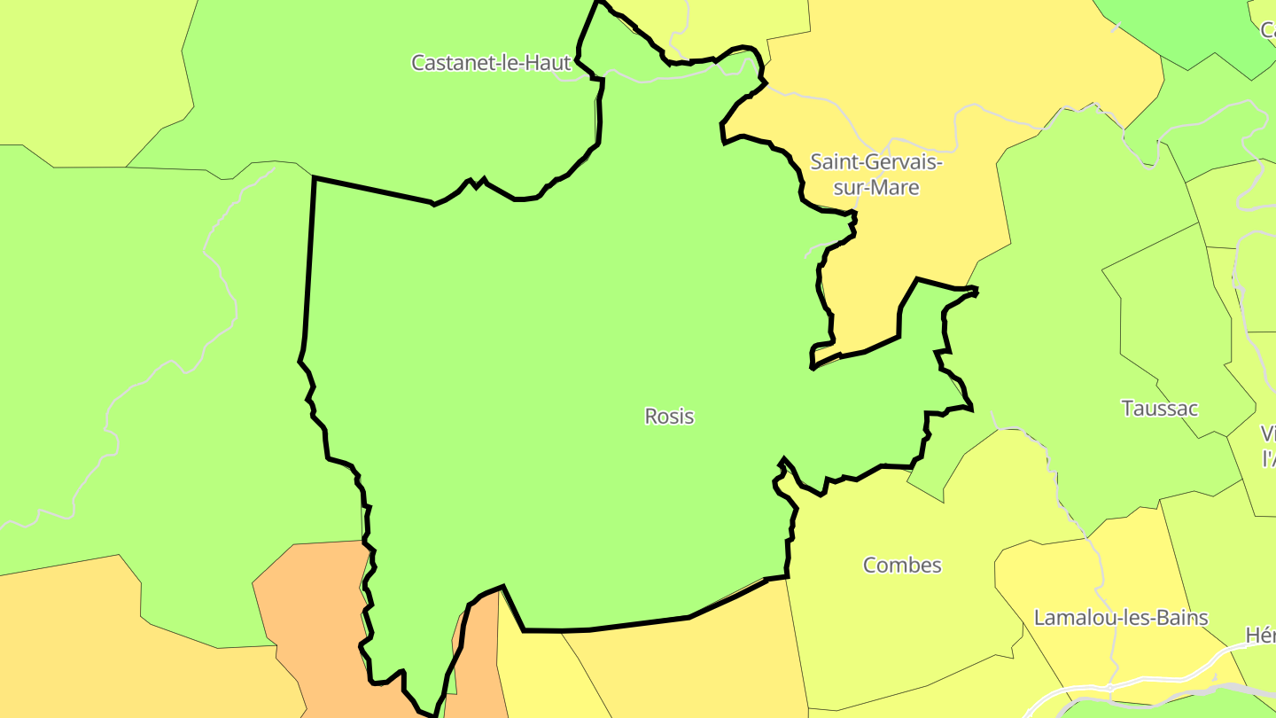 Carte des prix de l'immobilier Rosis