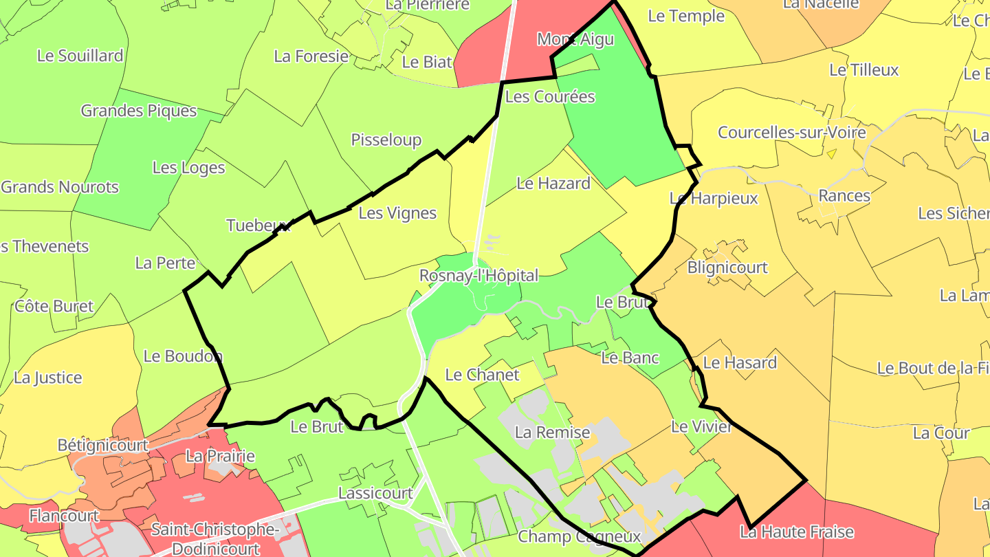 Carte des prix de l'immobilier Rosnay-l'Hôpital