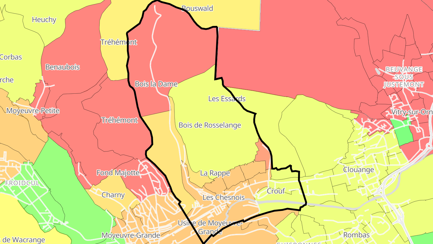 Carte des prix de l'immobilier Rosselange