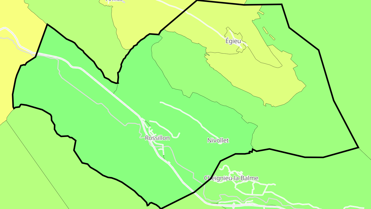 Carte des prix de l'immobilier Rossillon