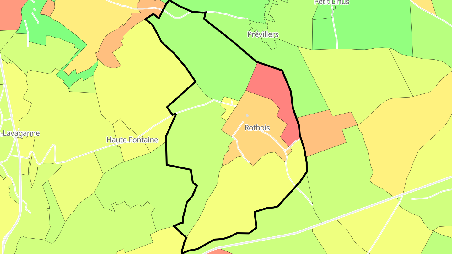Carte des prix de l'immobilier Rothois